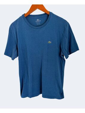Lacoste Mens Blue Crewneck Cotton T-Shirt With Crocodile Logo Size S